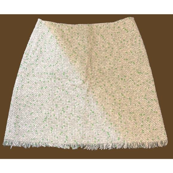 PAULE KA Paris Off White & Green with Fringe  Skirt ~  M ~ "sample" ~   NEW - Picture 11 of 11
